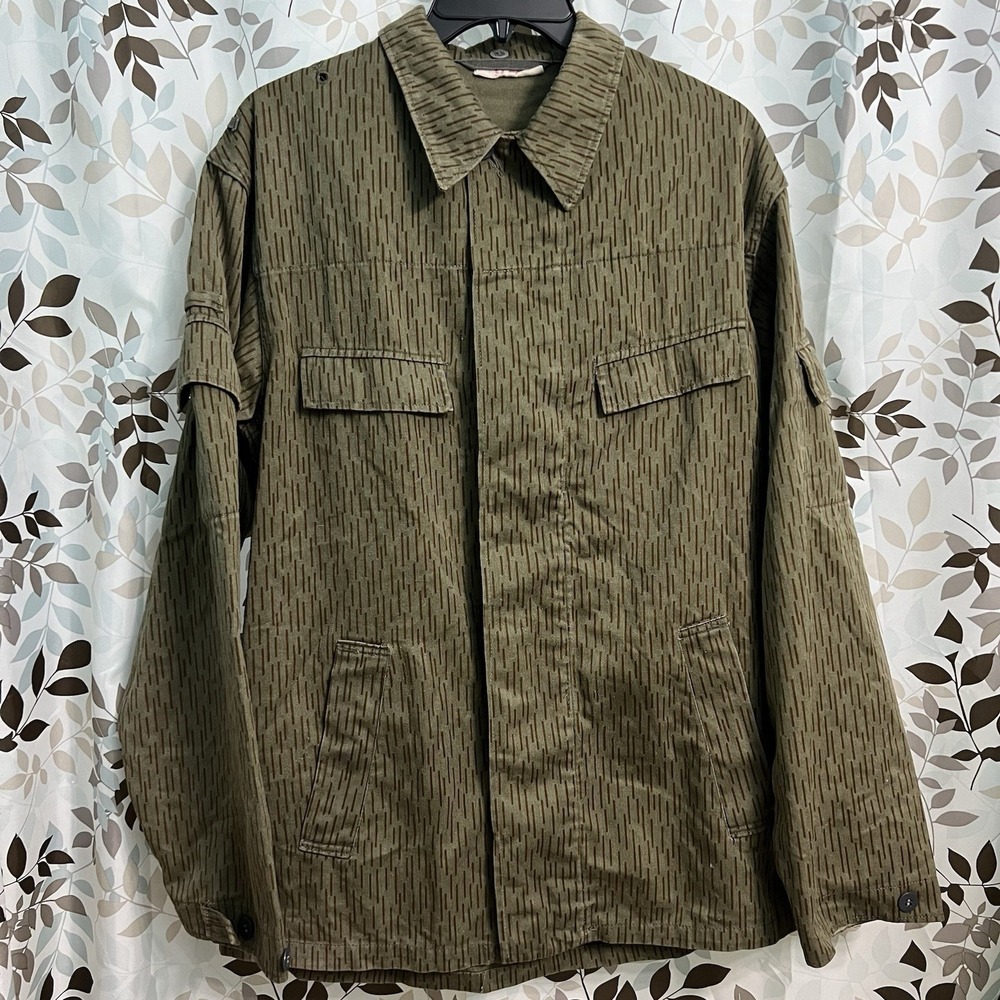 Vtg East German Strichtarn Rain Camo Field Jacket Shirt DDR NVA Military g48 L